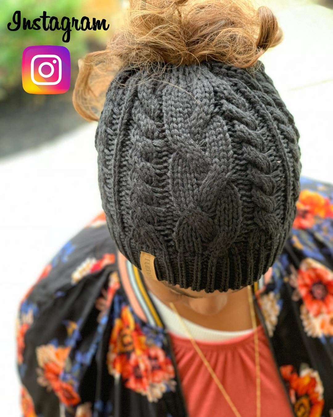 Winter Knitted Ponytail Women Hat