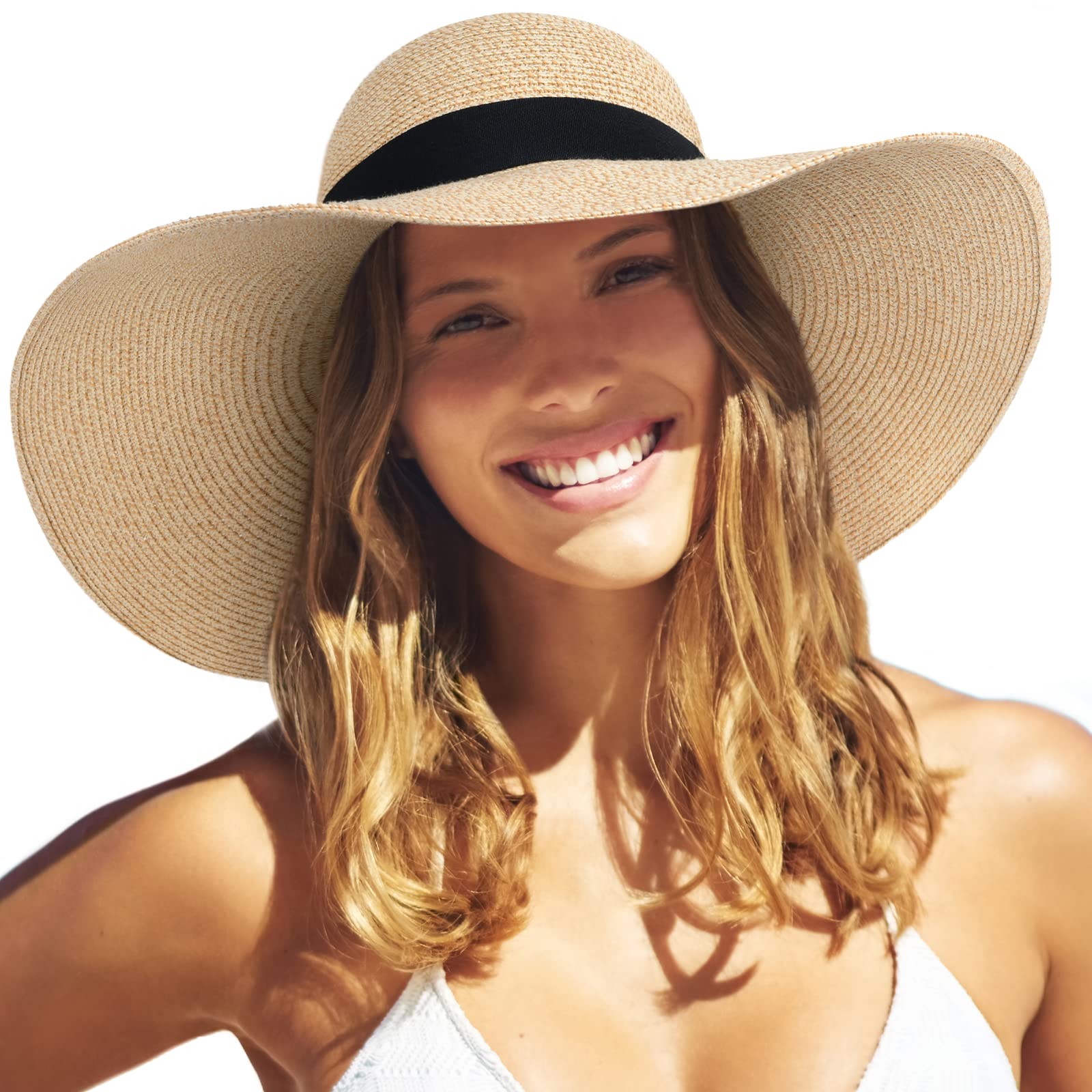 Wide Brim Straw Hat Womens Women Summer Wide Straw Hat Beach Foldable Sun  Hats Floppy Roll Up Sun Cap Summer