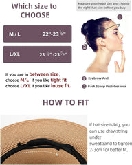 FURTALK Panama Hat Sun Hats for Women Men Wide Brim Fedora Straw Beach Hat UV UPF 50