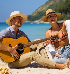 URTALK Panama Hat Sun Hats for Women Men Wide Brim Fedora Straw Beach Hat UV UPF 50