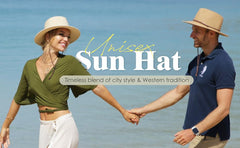 FURTALK Womens Summer Straw Sun Hats Wide Brim Panama Fedora Beach Hat with Wind Lanyard UPF 80+