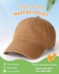 FURTALK Toddler Baseball Hat Kids Boys Girls Adjustable Washed Cotton Baseball Cap with Ponytail