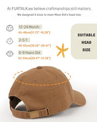 FURTALK Toddler Baseball Hat Kids Boys Girls Adjustable Washed Cotton Baseball Cap with Ponytail