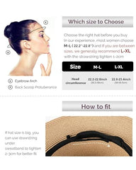 FURTALK Womens Summer Straw Sun Hats Wide Brim Panama Fedora Beach Hat with Wind Lanyard UPF 80+