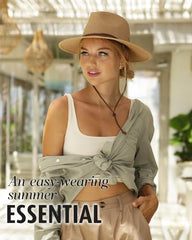 FURTALK Womens Summer Straw Sun Hats Wide Brim Panama Fedora Beach Hat with Wind Lanyard UPF 80+