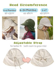 FURTALK Baby Sun Hat with Neck Flap UPF 50+ Adjustable Baby Boys Girls Summer Beach Hat for Traveling Swim Hat