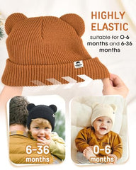 FURTALK Baby Beanie Winter Hat with Bear Ear for Infant Toddler Boys Girls Soft Knitted Skull Cap