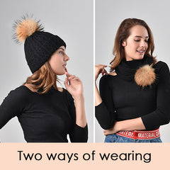 FURTALK Winter Women Real Fur Pom Pom  Hat and ScarfDrop Shipping AD003