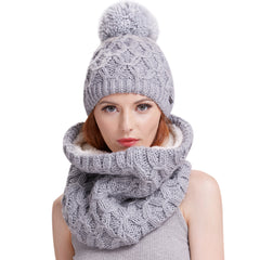 FURTALK Womens Winter Yarn Pom Pom Hat Scarf Set  Drop Shipping HTWL091