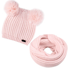 FURTALK Winter Kids Bobble Yarn Pom Hat and Scarf Set Drop Shipping HTWL082