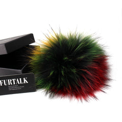FURTALK Real Raccoon Fur Pom Pom Snap Style PPRN002