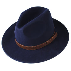 FURTALK Fedora Hats for Men Women 100% Australian Wool Felt Wide Brim Hat Wide Leather Belt Crushable Packable