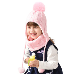 FURTALK Kids Winter Yarn Pom Pom Hat Scarf Set Drop Shipping SFFW004