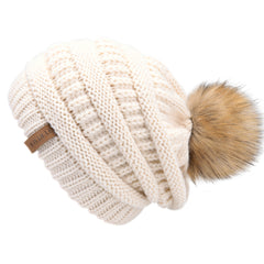 FURTALK Winter Women Slouchy Faux Fur PomPom Hats  Drop Shipping A003