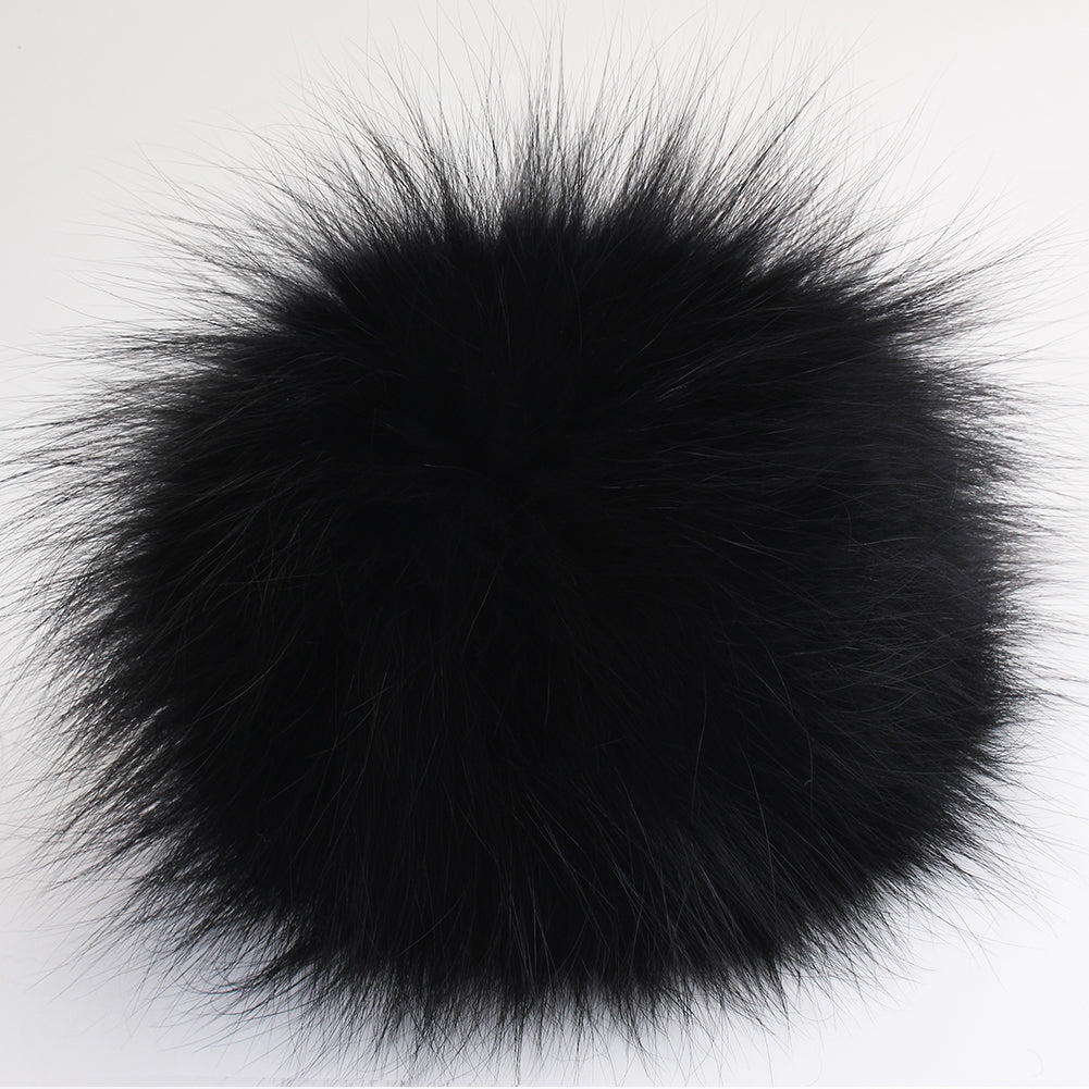 Real Fox Fur Pom Pom Black color 5 inchs Hat Raccoon Pompom Fox Fur Po –  World Trimmings