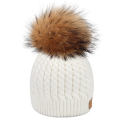 FURTALK Child Winter Real Fur PomPom Hat   Drop Shipping CH004