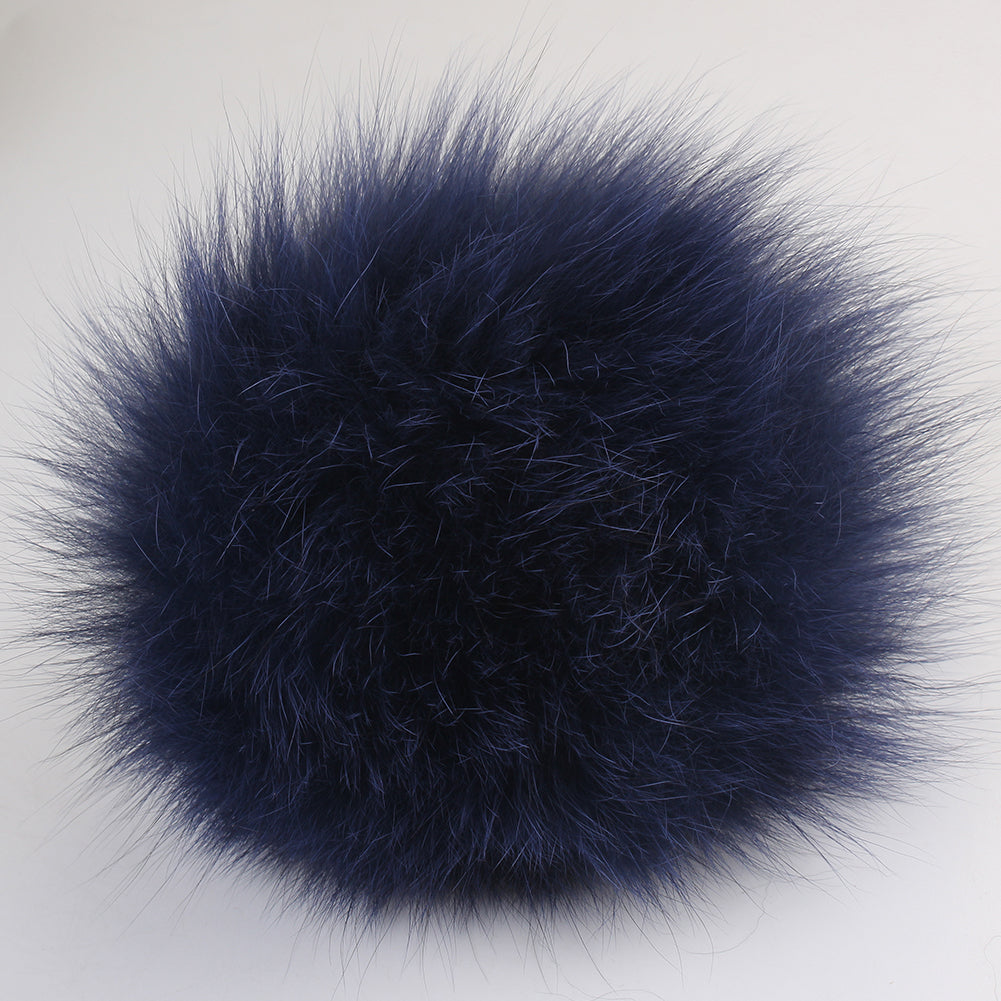 Faux Fur Pom Pom Navy, Snap Closure – Wool and Company