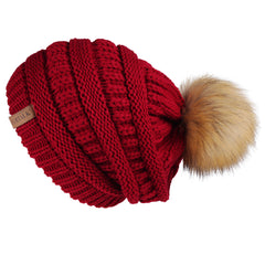 FURTALK Winter Women Slouchy Faux Fur PomPom Hats  Drop Shipping A003