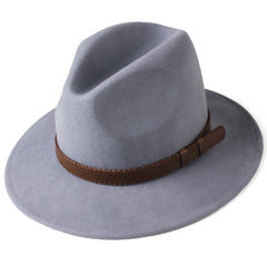 FURTALK Fedora Hats for Men Women 100% Australian Wool Felt Wide Brim Hat Wide Leather Belt Crushable Packable