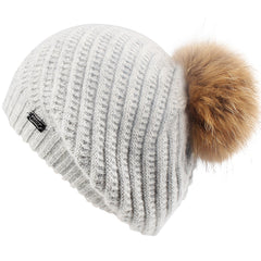 FURTALK Winter Women BeretReal Fur Pom Pom Hat Drop shipping HTWL063