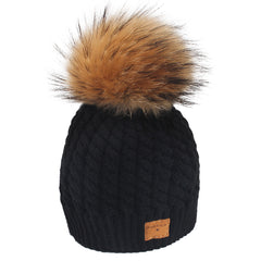 FURTALK Child Winter Real Fur PomPom Hat   Drop Shipping CH004