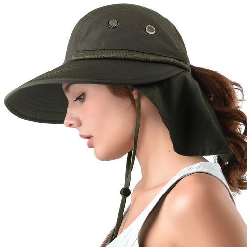 Camptrace Summer Ponytail Wide Brim Sun hat Outdoor Drop Shipping SH056