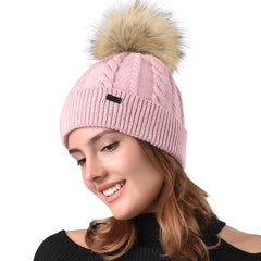 FURTALK Women Winter Faux Fur Pom Pom Hat Twist Drop Shipping AD001