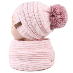 FURTALK Kida Winter Yarn Pompom Hat Scarf Set Drop Shipping CH012