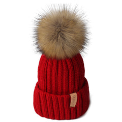 FURTALK  Winter Kids Faux Fur Pom Pom Hat  Drop Shipping HTWL028