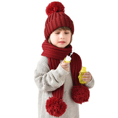 FURTALK Child Winter Yarn Pom Pom Hat Scarf Set HTWL029