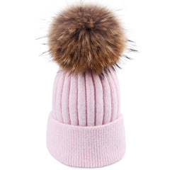 FURTALK Women Winter Real Fur Pom Pom Hat  Drop Shipping  A052
