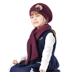 FURTALK Kids Winter Beret Hat Scarf Set with Small Poms Drop Shipping CH006