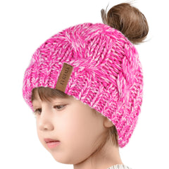 FURTALK Winter Unisex Kids Ponytail Beanies Hat CH003