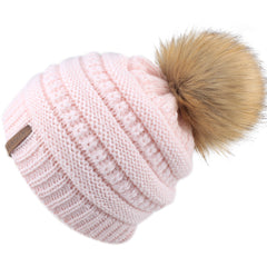 FURTALK Winter Kids Faux Fur Pom Pom Hat Double Layer Drop Shipping HTWL097