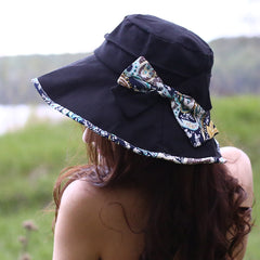 FURTALK Women Summer Sun Buckect Hat Bow Fora Droping Shipping SH004