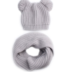 FURTALK Winter Kids Bobble Yarn Pom Hat and Scarf Set Drop Shipping HTWL082