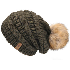 FURTALK Winter Women Slouchy Faux Fur PomPom Hats  Drop Shipping A003