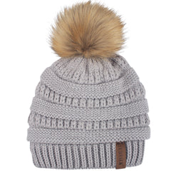 FURTALK Winter Kids Faux Fur Pom Pom Hat Double Layer Drop Shipping HTWL097