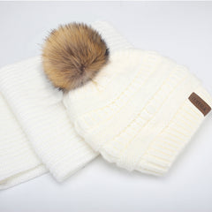 FURTALK  Kids Winter Faux Fur Pom Pom Hat Scarf Set Drop Shipping HTWL011