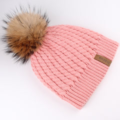 FURTALK Women Winter Real Fur Pom Pom Hat Twist Drop Shipping HTWL003