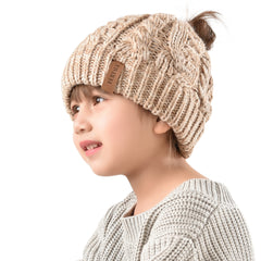 FURTALK Winter Unisex Kids Ponytail Beanies Hat CH003