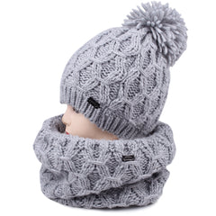 FURTALK Womens Winter Yarn Pom Pom Hat Scarf Set  Drop Shipping HTWL091