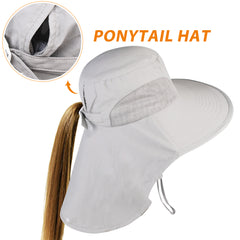 FURTALK Summer Ponytail Wide Brim Sun hat Outdoor Drop Shipping AD013