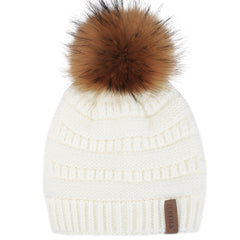 FURTALK Winter Kids Real Fur Pom Pom Hat Double Layer Drop Shipping HTWL097