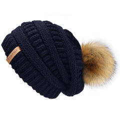 FURTALK Winter Women Slouchy Faux Fur PomPom Hats  Drop Shipping A003