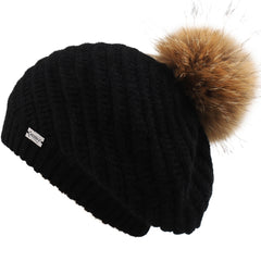 FURTALK Winter Women BeretReal Fur Pom Pom Hat Drop shipping HTWL063