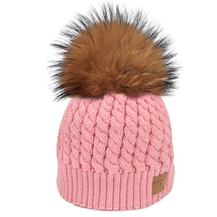 FURTALK Child Winter Real Fur PomPom Hat   Drop Shipping CH004