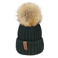 FURTALK  Winter Kids Faux Fur Pom Pom Hat  Drop Shipping HTWL028