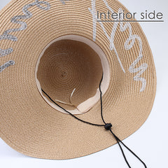 FURTALK Women Straw Wide Brim Beach Sun Hat Embroidered Drop Shipping SH042