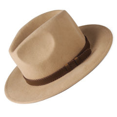 FURTALK Fedora Hats for Men Women 100% Australian Wool Felt Wide Brim Hat Wide Leather Belt Crushable Packable